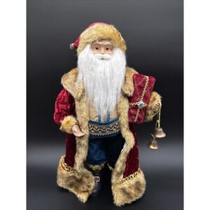 Biltmore Santa in Red/Gold Large Christmas Figurine‎ Porcelain Face&Hands 19in